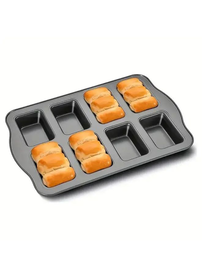 8 Cup Mini Bread Pan Non Stick Carbon Steel Baking Tray For Brownies Muffins Holiday Baking Rectangle Pan 1pc - Image 1