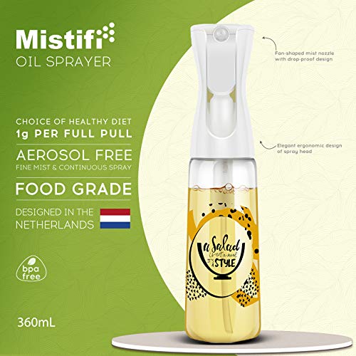 Mistifi Oliver Oil Sprayer for cooking, Spray bottle 12oz, Non-Aerosol Refillable Dispenser Oil Mister FS604 Salad Style - Image 2