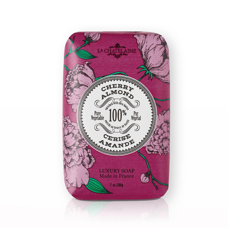 La Chatelaine Luxury Bar Soap Natural Shea Formula Cherry Almond 7 oz