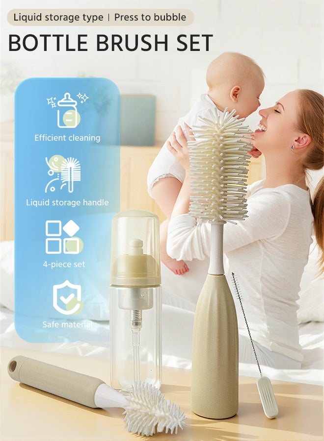 Soft Touch 4PCS Baby Bottle Cleaner, Baby Bottle Brush Set with Push-Press Bubble, Bendable Bottle Cleaner Brush for Baby Bottles, Breast Pumps, Nipples and Straws - Image 3