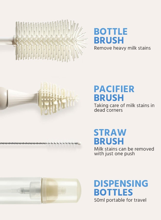 Soft Touch 4PCS Baby Bottle Cleaner, Baby Bottle Brush Set with Push-Press Bubble, Bendable Bottle Cleaner Brush for Baby Bottles, Breast Pumps, Nipples and Straws - Image 4