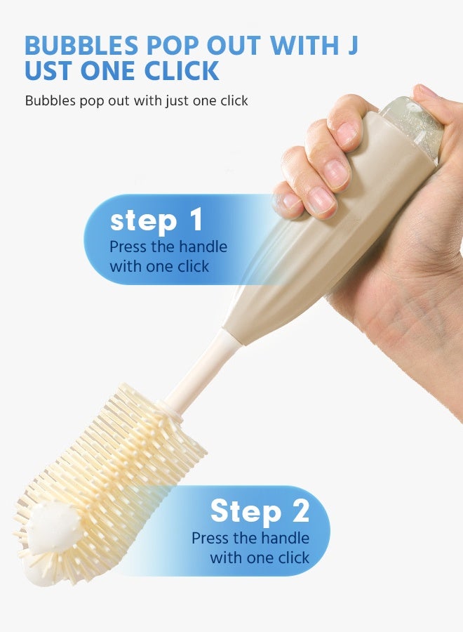 Soft Touch 4PCS Baby Bottle Cleaner, Baby Bottle Brush Set with Push-Press Bubble, Bendable Bottle Cleaner Brush for Baby Bottles, Breast Pumps, Nipples and Straws - Image 5
