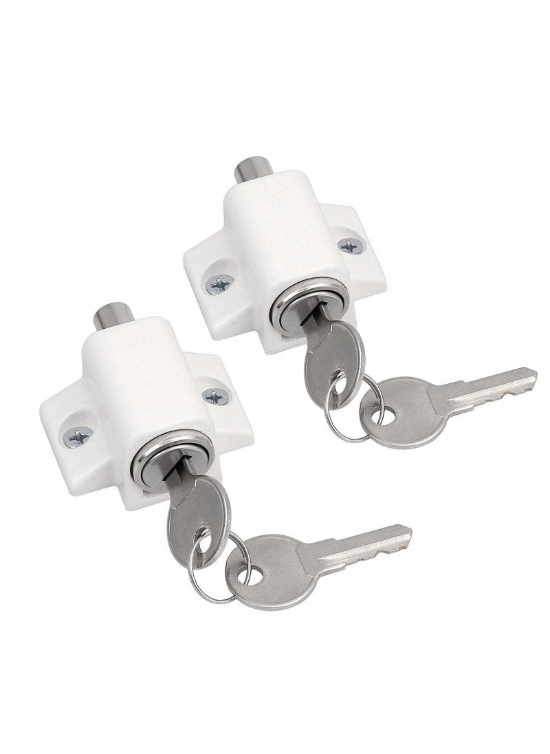 Generic - Sliding Door and Window Lock, Sliding Patio Door Catches Set, Window Bolt Sliding Security Locks with Universal Keys Door Window Locks for Home Office Classroom (White 2Pcs) - Image 1