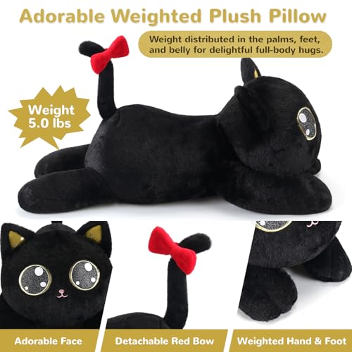 meowtastic Black Cat Weighted Stuffed Animals 28 Inch 50 Pounds Weighted Plush Cat Stuffed Animal Large Kitten Toys Pillow Cute Plush Toys Gifts for Kids Adults 28 50 lbs - Image 5