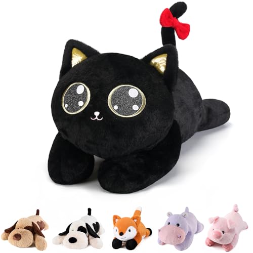 meowtastic Black Cat Weighted Stuffed Animals 28 Inch 50 Pounds Weighted Plush Cat Stuffed Animal Large Kitten Toys Pillow Cute Plush Toys Gifts for Kids Adults 28 50 lbs - Image 1