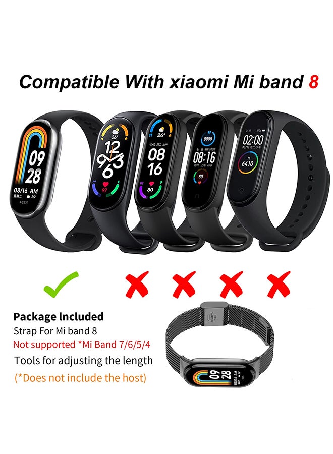 O Ozone Milanese Strap for Xiaomi Mi Band 10 /9 /8, Mesh Metal Watch Bands with Adjustable Buckle Smart Wristbands Strap Men Women -Silver - Image 2