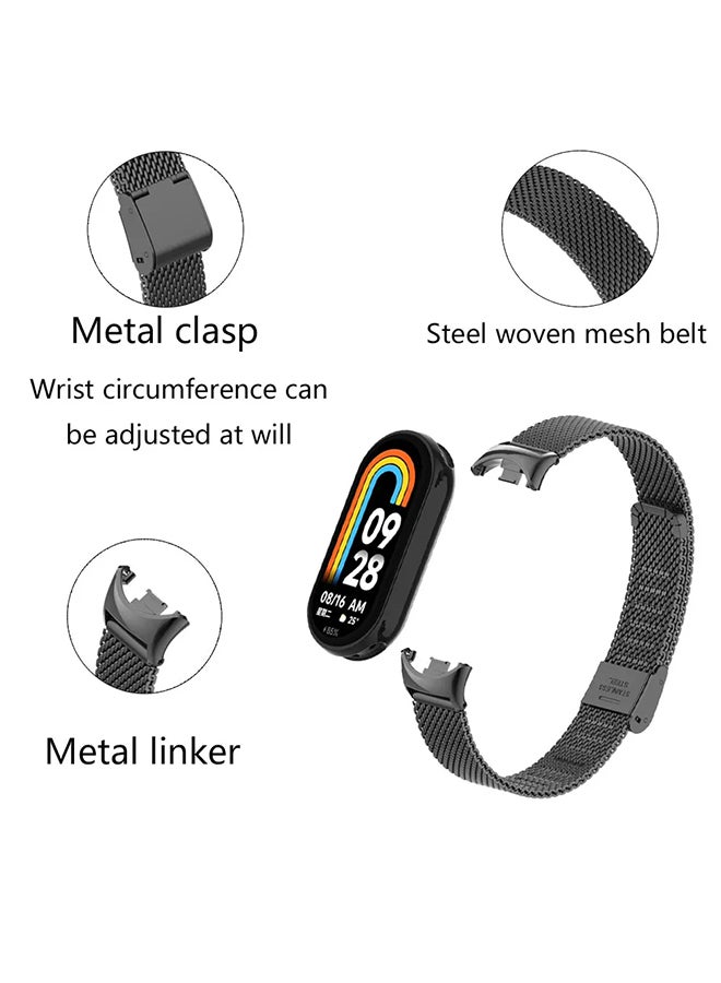O Ozone Milanese Strap for Xiaomi Mi Band 10 /9 /8, Mesh Metal Watch Bands with Adjustable Buckle Smart Wristbands Strap Men Women -Silver - Image 3