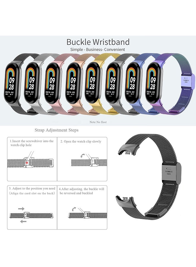O Ozone Milanese Strap for Xiaomi Mi Band 10 /9 /8, Mesh Metal Watch Bands with Adjustable Buckle Smart Wristbands Strap Men Women -Silver - Image 4