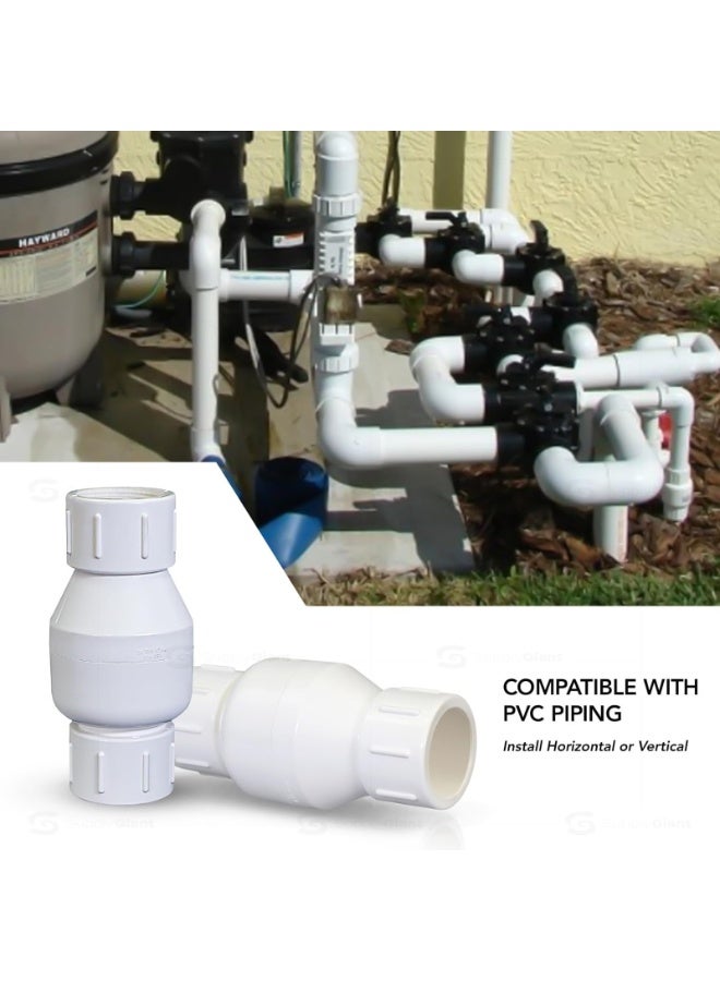PVC In-line Check Valve for Backflow Prevention Solvent Connections, White Plastic (1-1/4")  - Image 4