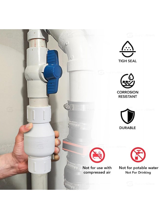 PVC In-line Check Valve for Backflow Prevention Solvent Connections, White Plastic (1-1/4")  - Image 3