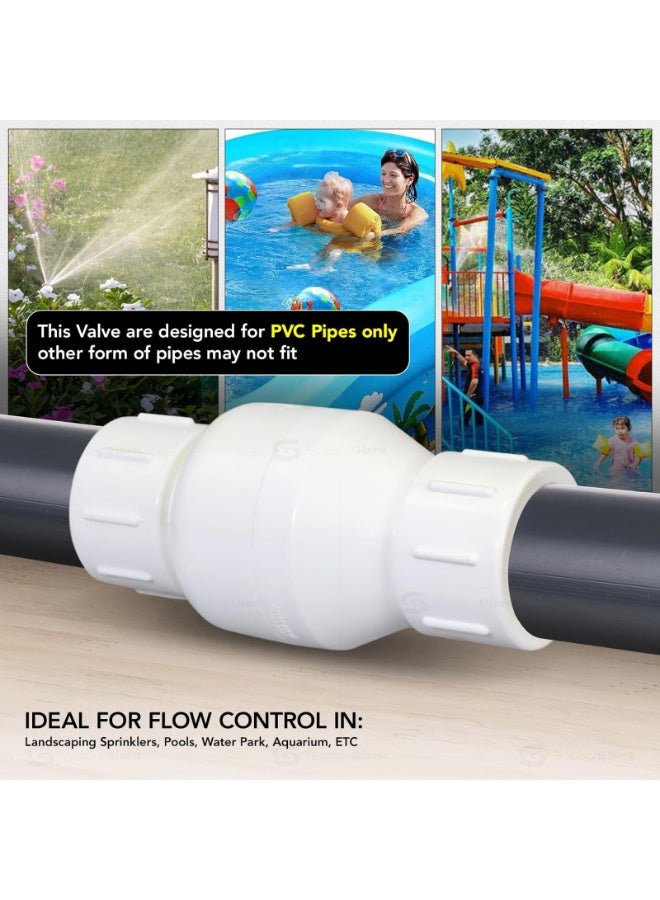 PVC In-line Check Valve for Backflow Prevention Solvent Connections, White Plastic (1-1/4")  - Image 5