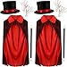 Cotiny 8 Pcs Kids Magician Costume Kit Includes Magician Hat White Magician Gloves Magician Wand Magician Cape for Kids Halloween Role Play Stage Performance Dress Up Accessories - Image 2