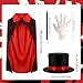 Cotiny 8 Pcs Kids Magician Costume Kit Includes Magician Hat White Magician Gloves Magician Wand Magician Cape for Kids Halloween Role Play Stage Performance Dress Up Accessories - Image 4