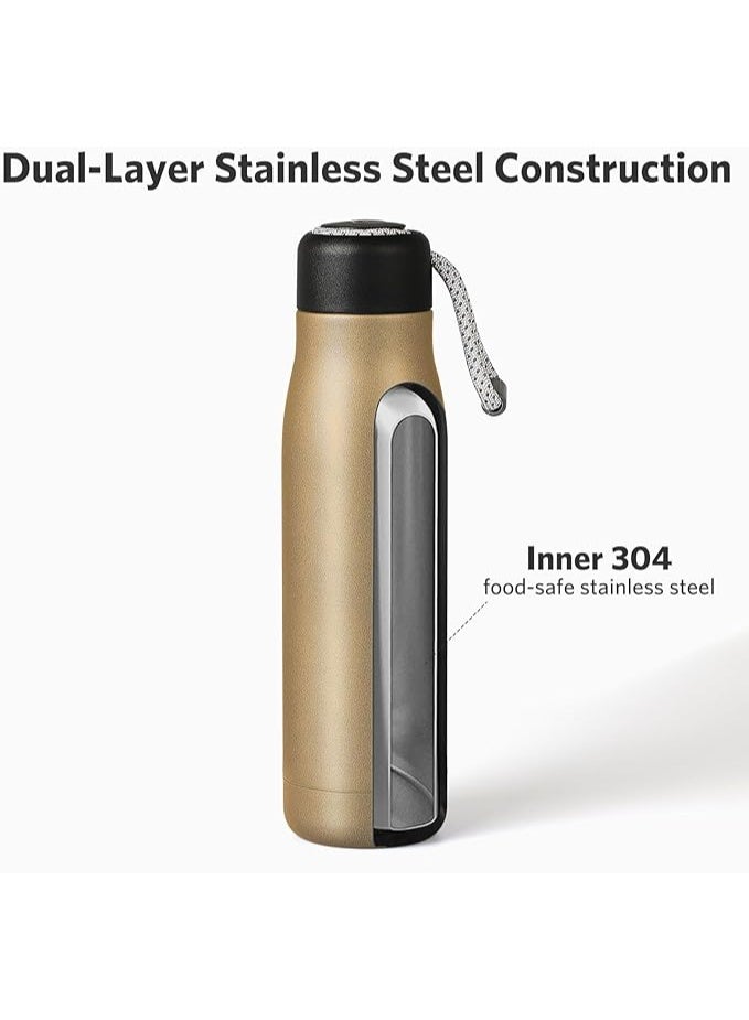Steel Water Bottle 500ml Sealing Double Layer Vacuum BPA Free Environmentally Friendly Insulated Cup Keeps Hot or Cold Water(Gold) - Image 2