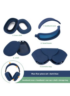 Digital Computer/bluetooth Headset Case/bluetooth Headset Shell Protective Cover For Airpods Pro-Color:max Five-piece Set Dark Blue (head Beam + Beam + Ear Cap + Shell + Storage Bag)-Model:Applicable To Airpods Max