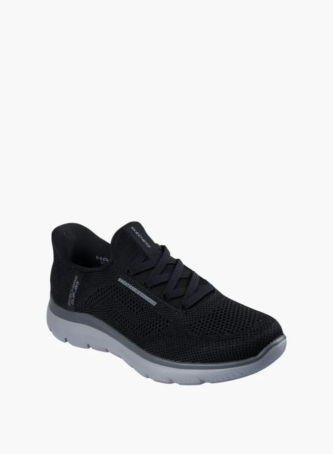 سكيتشرز Men's Logo Print Slip-On Sports Shoes With Lace Detail - Summits
