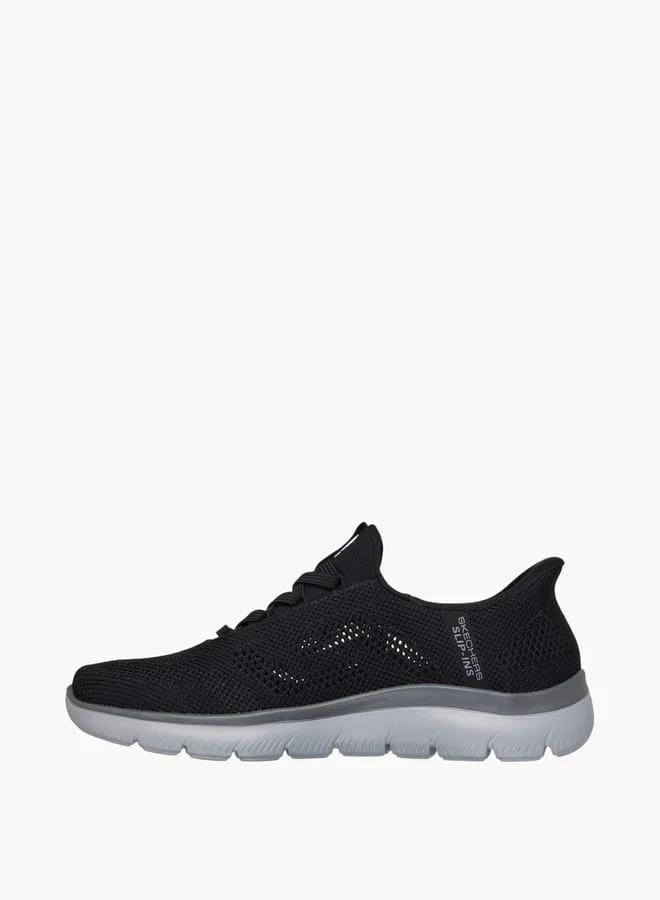 SKECHERS Men's Logo Print Slip-On Sports Shoes With Lace Detail - Summits