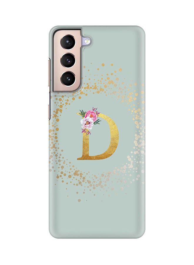Stylizedd Monogram Slim Cover for Samsung Galaxy S21 Plus 5G Case Custom Initials Letter Floral Pattern Snap Series Mobile Cover Matte Alphabet  - D (Light Green) - Image 1