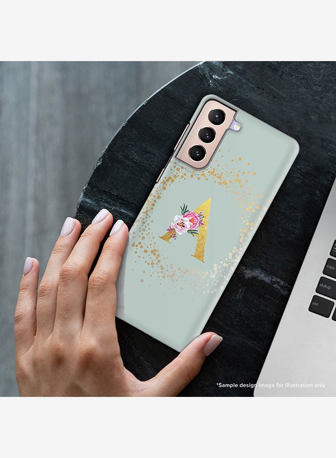 Stylizedd Monogram Slim Cover for Samsung Galaxy S21 Plus 5G Case Custom Initials Letter Floral Pattern Snap Series Mobile Cover Matte Alphabet  - D (Light Green) - Image 2