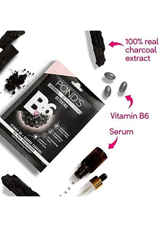 Pond's - Activated Charcoal Sheet Mask With Vitamin B6 For Clear Detox Skin Paraben Free Black Biodegradable Fabric 25 Ml - Image 1