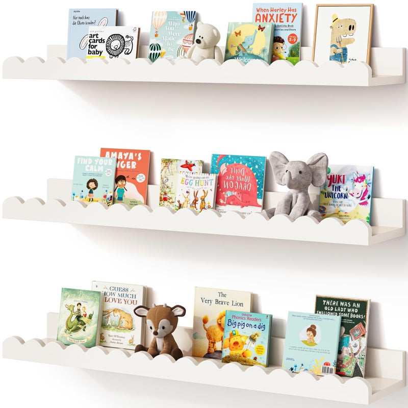 Onlysky Scalloped Shelves, Nursery Book Shelves, Floating Book Shelves for Wall, Toddler Nusery Deocr - Image 1