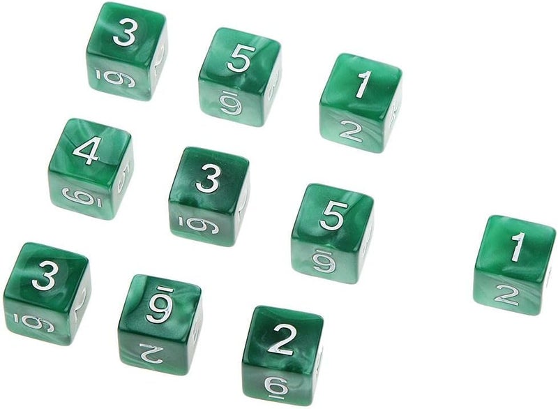 klarako Set of 20 16mm Acrylic D6 Six sided Dice  White and Green, 16mm - Image 2