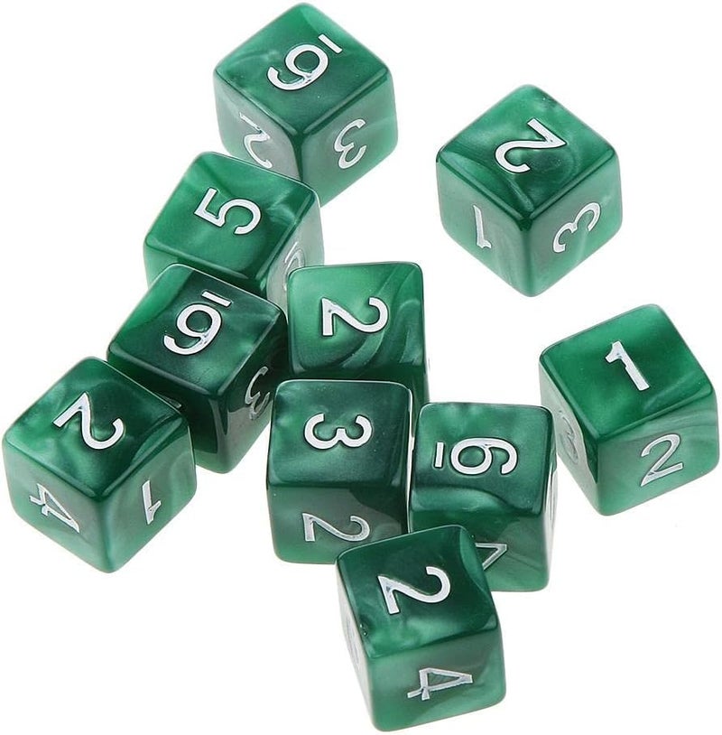 klarako Set of 20 16mm Acrylic D6 Six sided Dice  White and Green, 16mm - Image 3