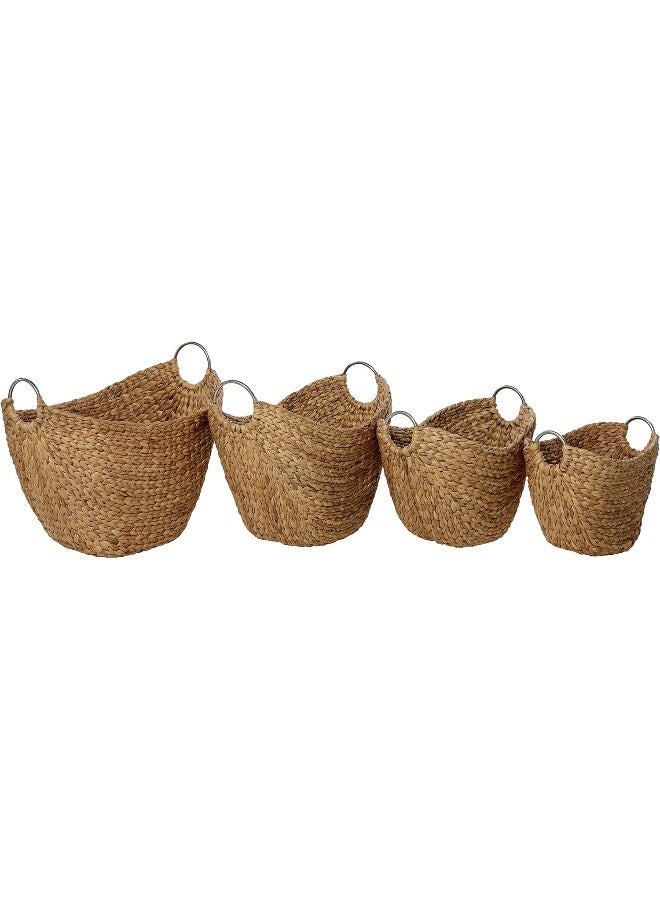 Deco 79 Seagrass Handmade Woven Storage Basket with Metal Handles, Set of 4 - Image 1