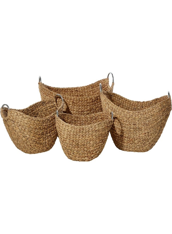 Deco 79 Seagrass Handmade Woven Storage Basket with Metal Handles, Set of 4 - Image 5