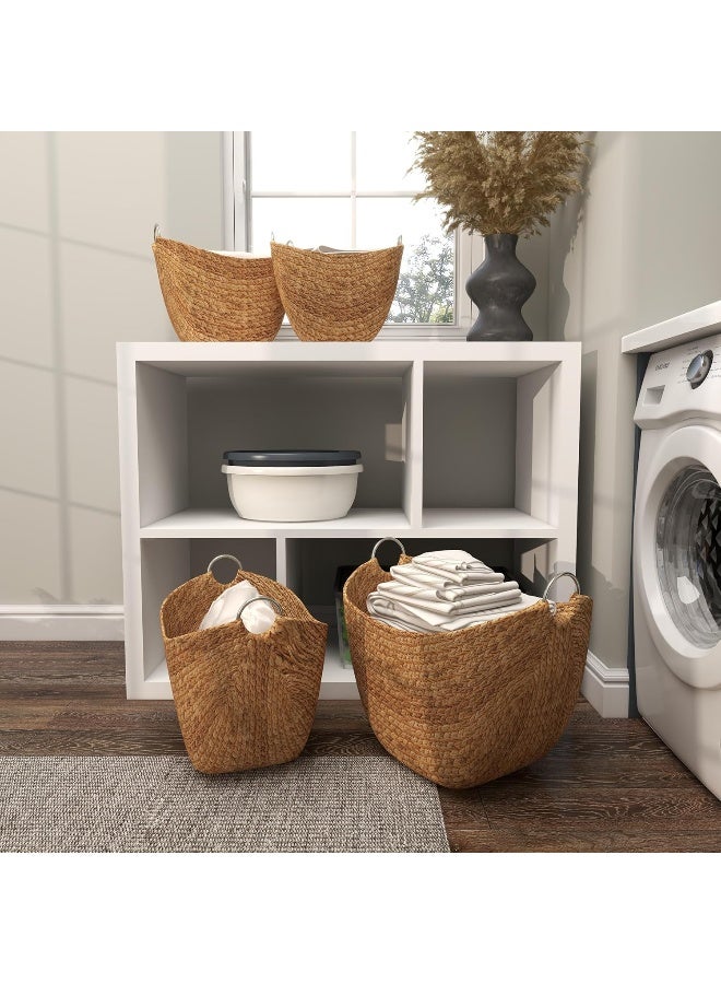 Deco 79 Seagrass Handmade Woven Storage Basket with Metal Handles, Set of 4 - Image 2