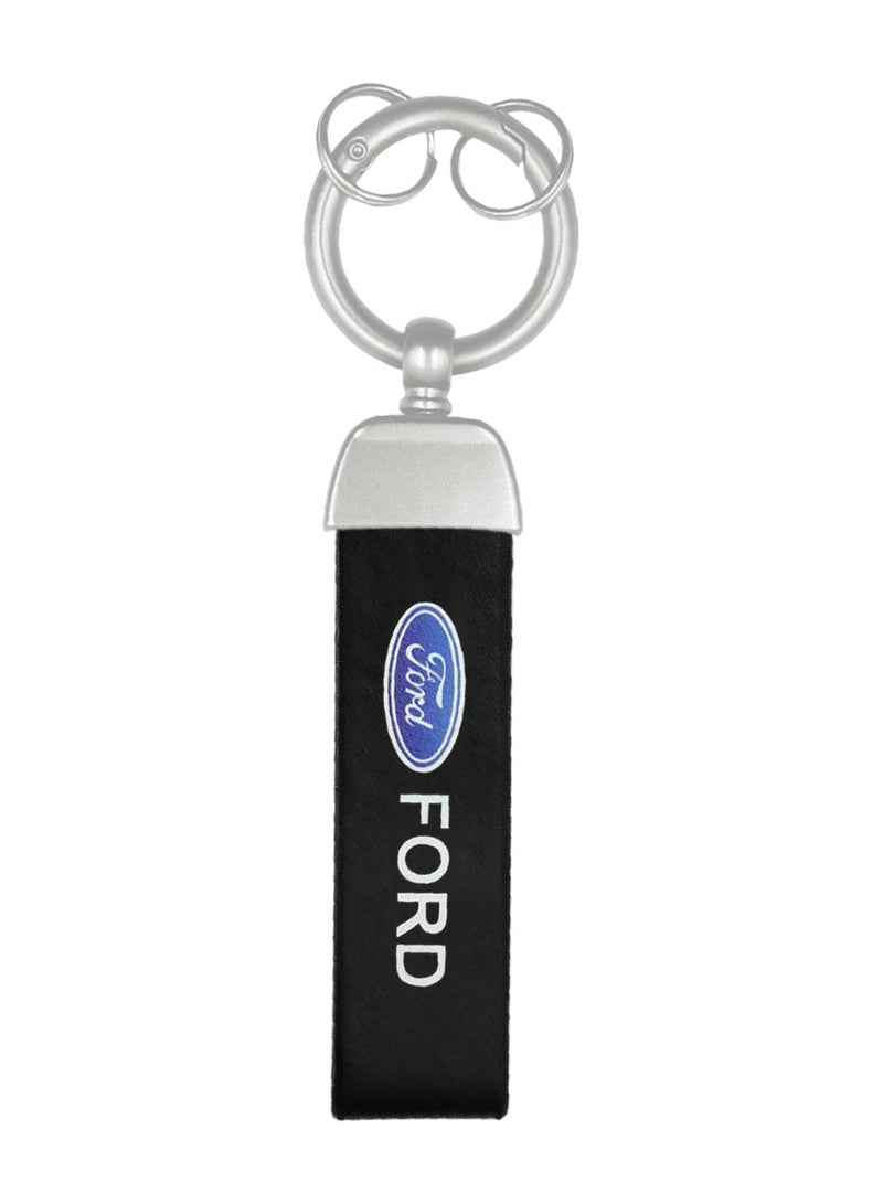 Ford Car Key Chain Super Finish Metal Ring Leather Strap Keychain FORD - Image 1
