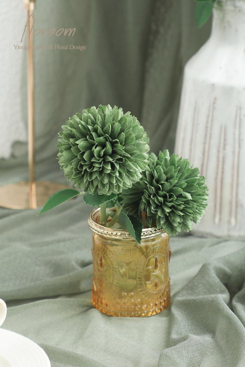 Floroom 12pcs Emerald Green Faux Silk Mums Artificial Flowers Bulk Fake Chrysanthemums with Stems for DIY Wedding Table Centerpieces Floral Arrangements Vase Fillers Home Decorations - Image 4