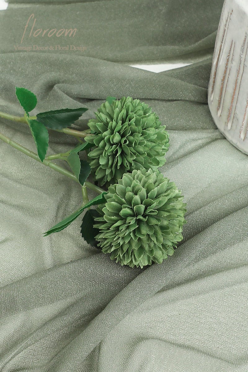 Floroom 12pcs Emerald Green Faux Silk Mums Artificial Flowers Bulk Fake Chrysanthemums with Stems for DIY Wedding Table Centerpieces Floral Arrangements Vase Fillers Home Decorations - Image 5
