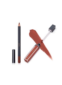 Aden aden - 2 in 1 - Matte Liquid Lipstick & Lip Liner Set - 7ML - Non-Smudge & Quick Drying - Highly Pigmented - Long Duration with Hydration - Made in Italy (28 Brick) 