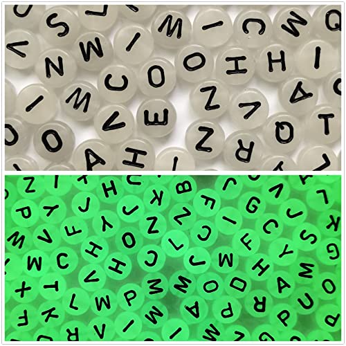 Looconi Amaney 600 Pieces 4×7mm Alphabet Letter Beads A-Z Glow in The Dark for Jewelry Making - Image 1