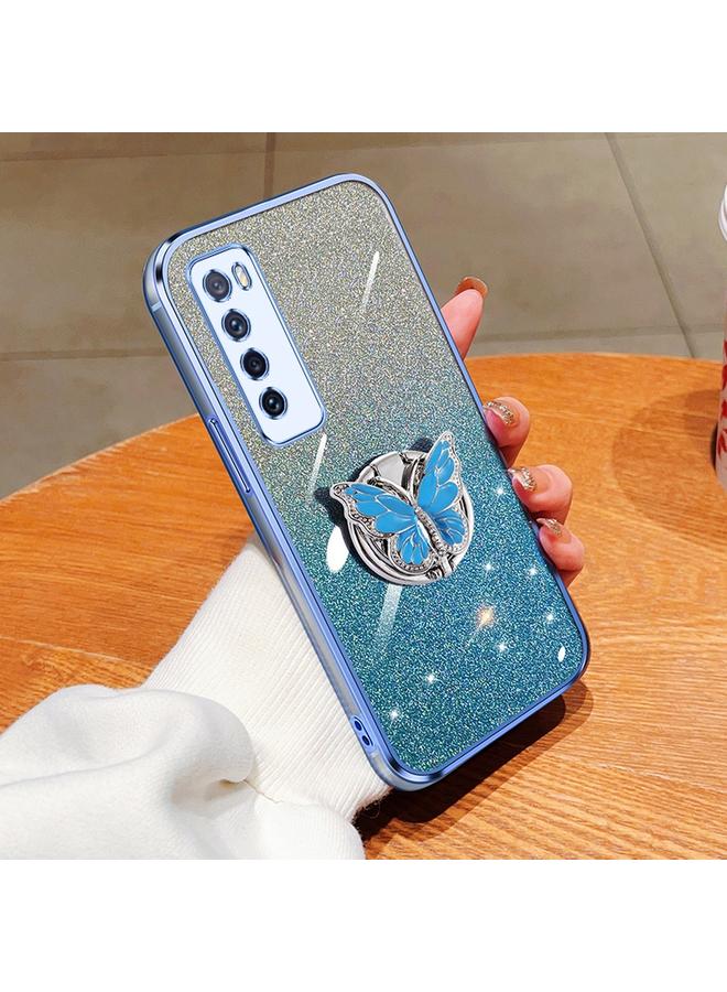 اس-توب جراب لهاتف Huawei nova 7، جراب هاتف TPU بتصميم فراشة لامع متدرج اللون - Image 1
