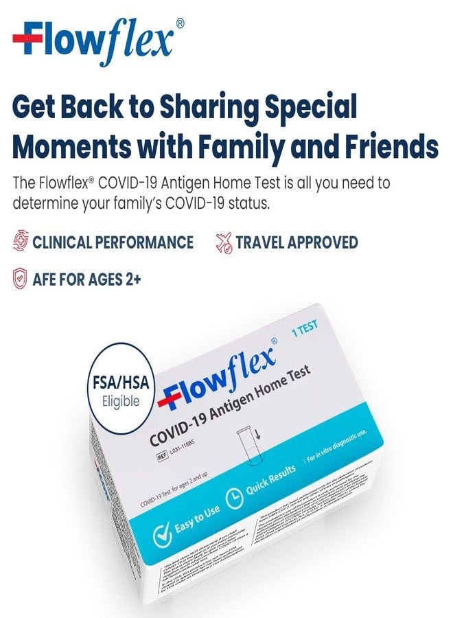 Flowflex COVID Home Test Kit by Flowflex, Rapid Results in 15 Minutes, Trusted OTC COVID-19 Antigen Testing Kit, FSA and HSA Eligible, Easy to Use & No Discomfort, 1 Pack 1 Test - Image 2