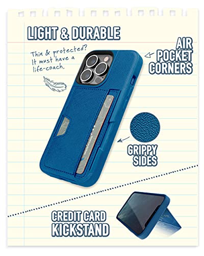 Smartish® iPhone 13 Pro Wallet Case - Wallet Slayer Vol. 2 [Slim + Protective] Credit Card Holder with Kickstand - Blues on The Green - Image 4
