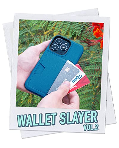 Smartish® iPhone 13 Pro Wallet Case - Wallet Slayer Vol. 2 [Slim + Protective] Credit Card Holder with Kickstand - Blues on The Green - Image 2