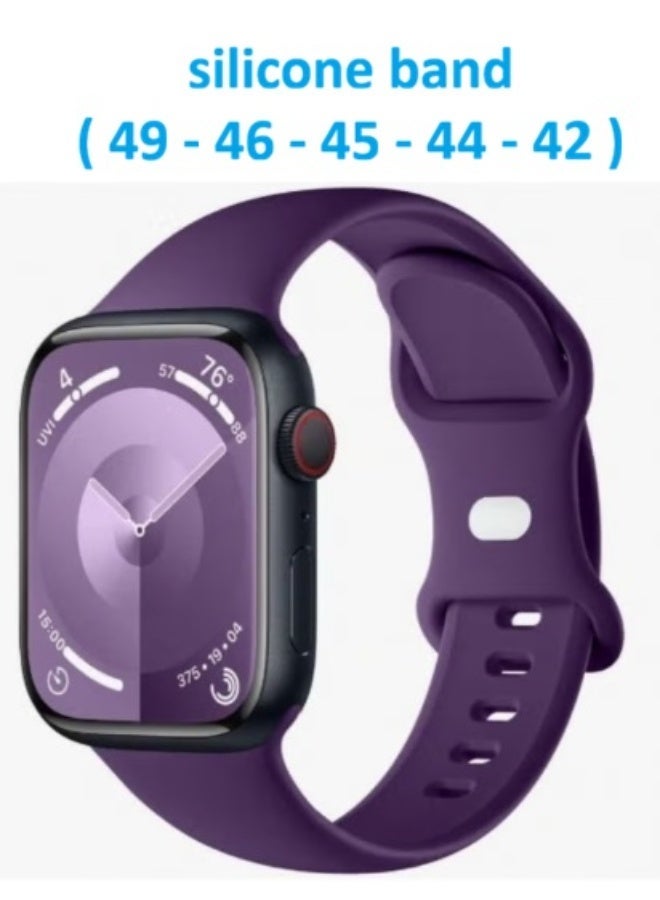 Sport Silicone Band Compatible With Apple Watch Band 42mm 44mm 45mm 46mm 49 mm - purple - Image 1