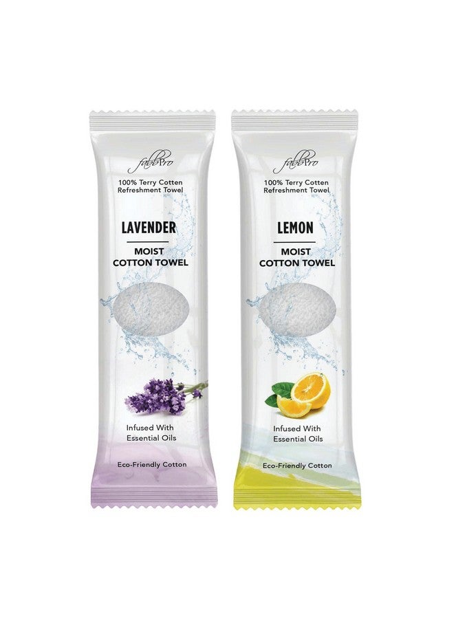 Oshibori Moist Terry Cotton Refreshment Towels (50 Pack 8 X 8 Inches) White Mildly Scented Premoistened Towel To Use Hot Or Cold Lemon & Lavender Scent Bundle Of 25 Each
