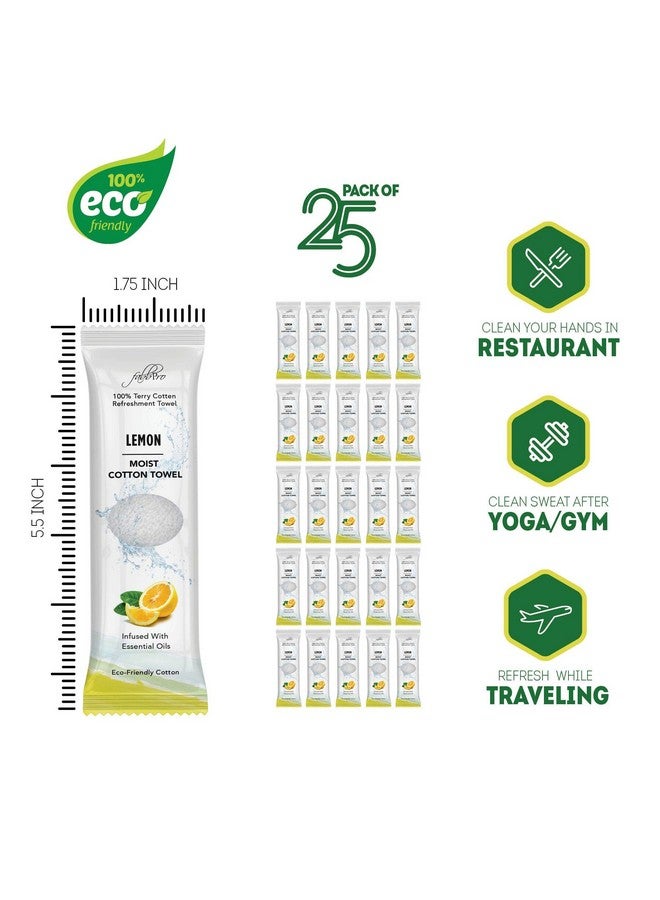 Oshibori Moist Terry Cotton Refreshment Towels (50 Pack 8 X 8 Inches) White Mildly Scented Premoistened Towel To Use Hot Or Cold Lemon & Lavender Scent Bundle Of 25 Each
