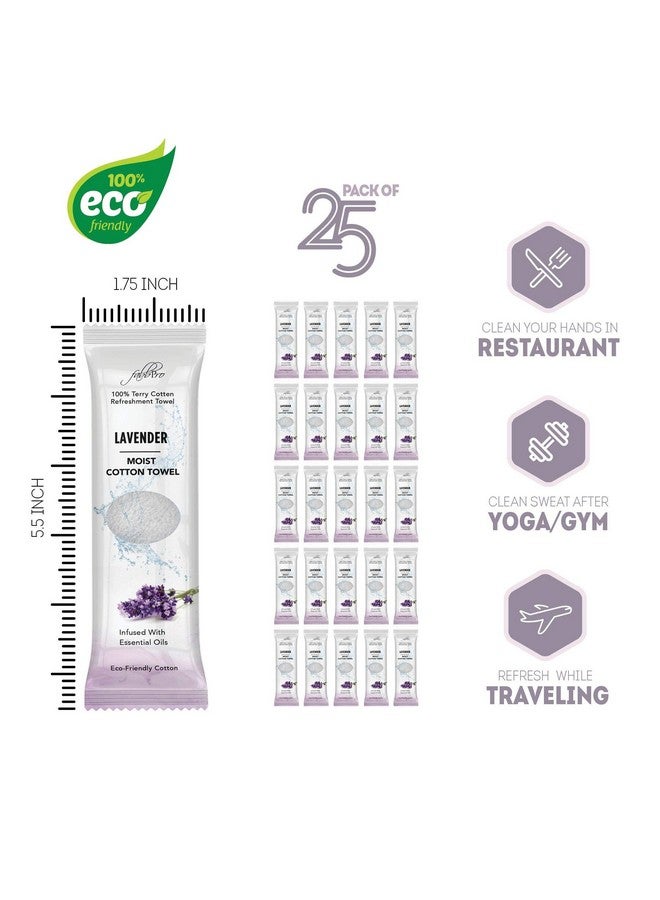Oshibori Moist Terry Cotton Refreshment Towels (50 Pack 8 X 8 Inches) White Mildly Scented Premoistened Towel To Use Hot Or Cold Lemon & Lavender Scent Bundle Of 25 Each