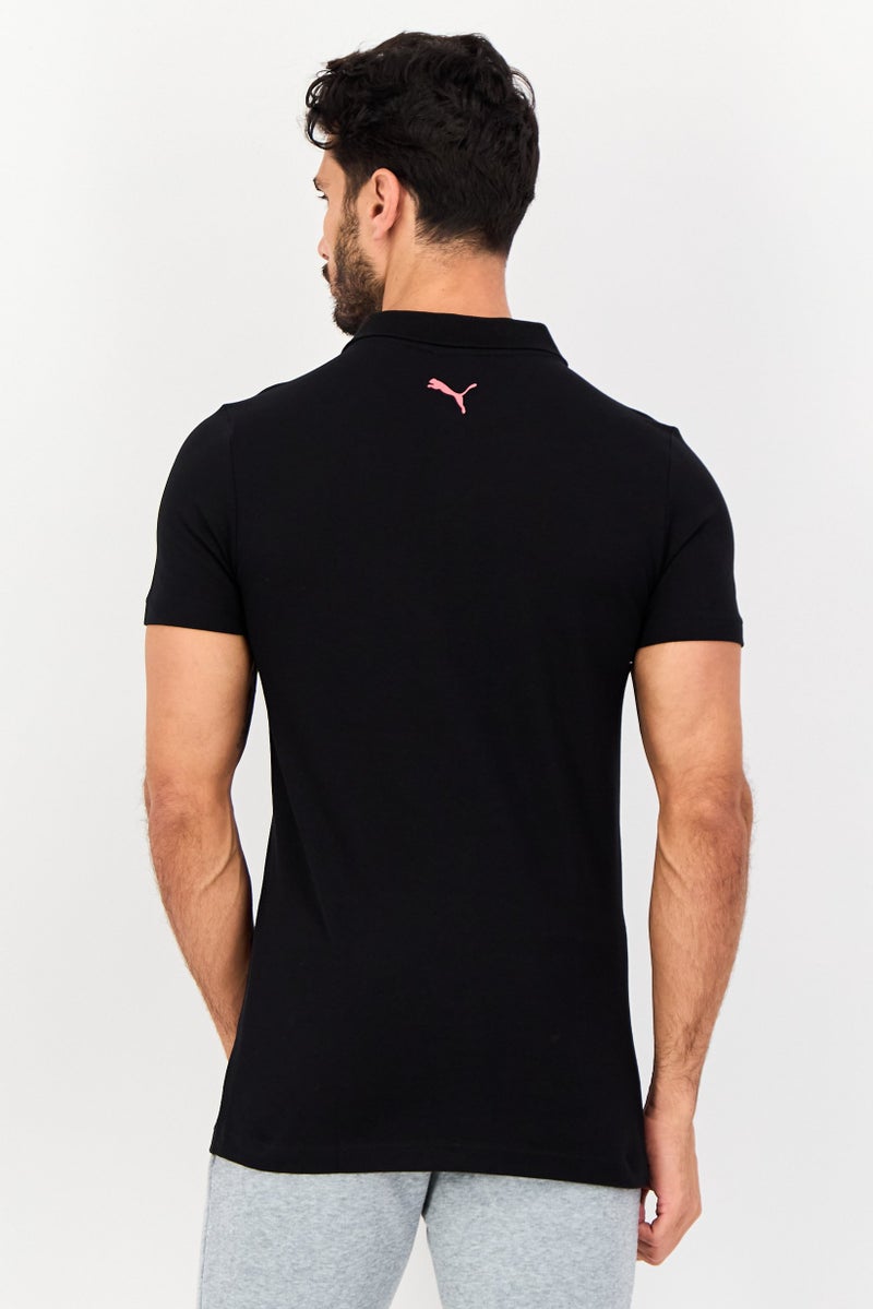 PUMA قميص بولو خارجي للرجال بقصة ضيقة بأكمام قصيرة، أسود - Image 3