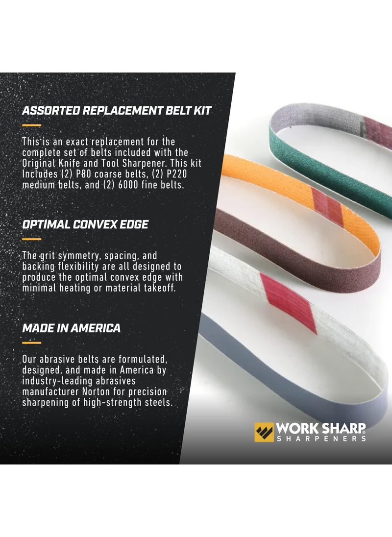 Work Sharp Work Sharp Replacement Abrasive Belt Kit, Assorted Grits (P80, P220, 6000) Official Replacement Belt Kit for KTS Models (Pack of 6)  - Image 3