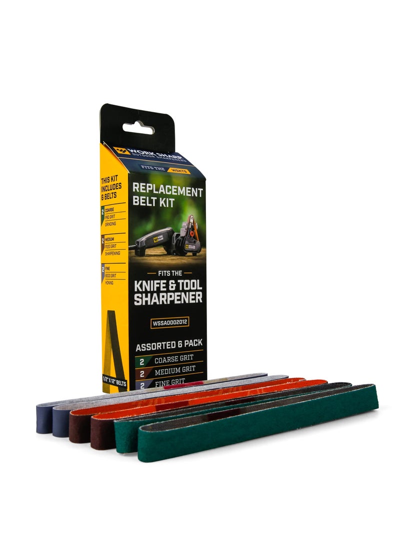 Work Sharp Work Sharp Replacement Abrasive Belt Kit, Assorted Grits (P80, P220, 6000) Official Replacement Belt Kit for KTS Models (Pack of 6)  - Image 1