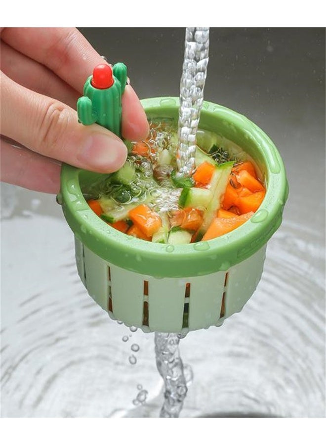 HOMESTAR 2 Pieces Press Automatic Dumping Basket, Self-Cleaning Kitchen Sink Strainer, Green - Image 2