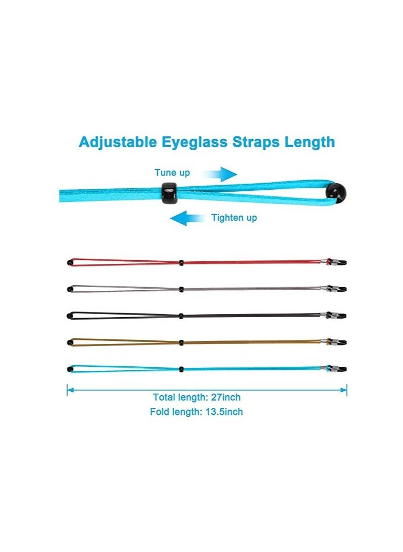 Leather Eyeglass Straps, Adjustable Eyewear Retainers, Non-slip Eyeglass Chains Lanyard, Sport Sunglass Retainer Holder Strap for Men Women Kids