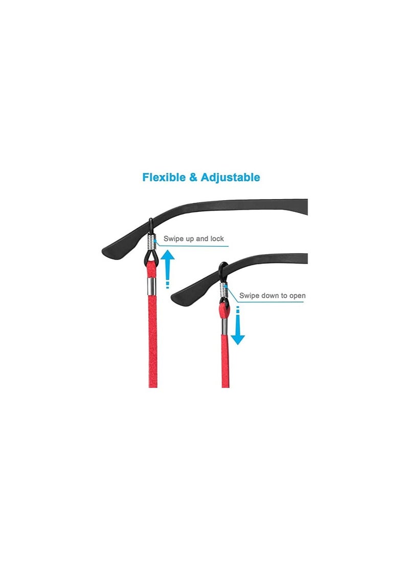 Leather Eyeglass Straps, Adjustable Eyewear Retainers, Non-slip Eyeglass Chains Lanyard, Sport Sunglass Retainer Holder Strap for Men Women Kids