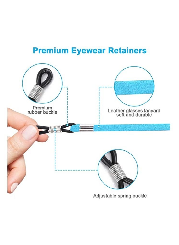 Leather Eyeglass Straps, Adjustable Eyewear Retainers, Non-slip Eyeglass Chains Lanyard, Sport Sunglass Retainer Holder Strap for Men Women Kids